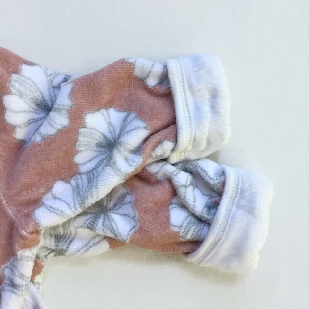 Milkbarn Hooded Bath Robe Infant Girl 0-9 Mos. Pink White Floral Organic Cotton